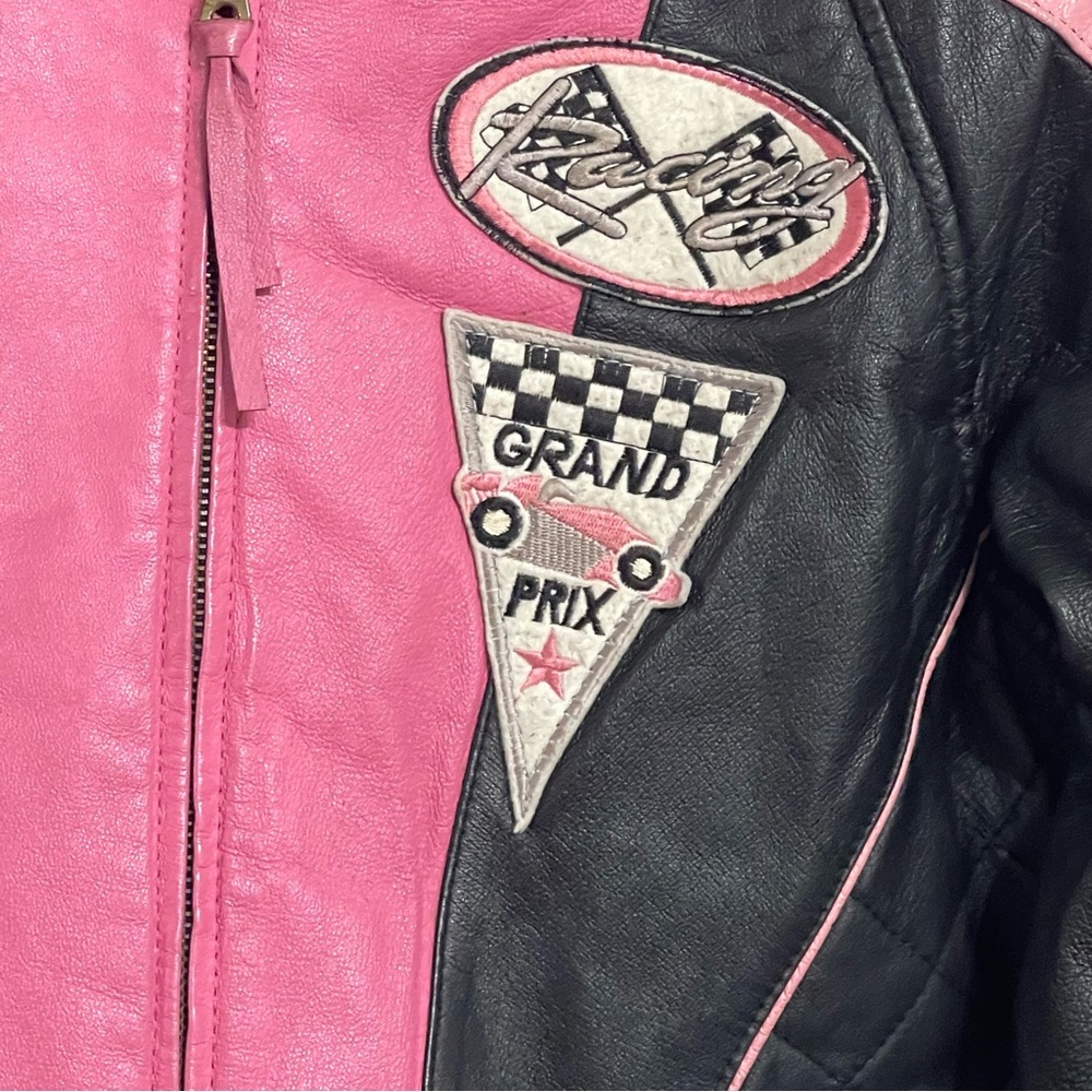 SHEBANG Pink Genuine Leather‎ Moto Jacket - Picture 3 of 12